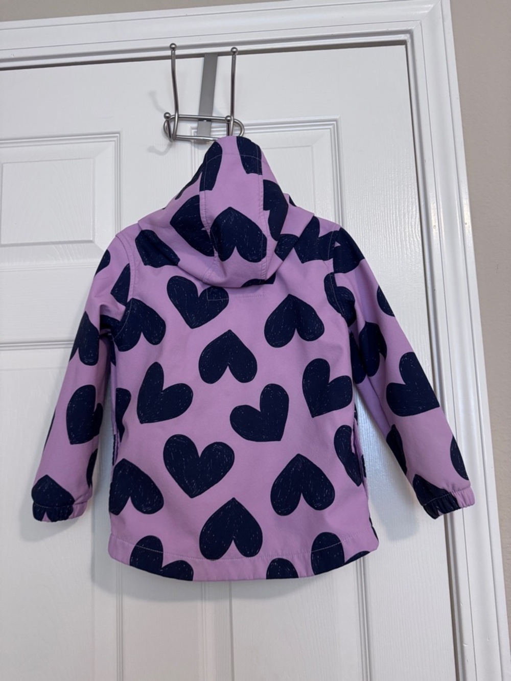 Cat & Jack Girls Lavender and Navy Heart Print Raincoat 5T - Picture 2 of 3